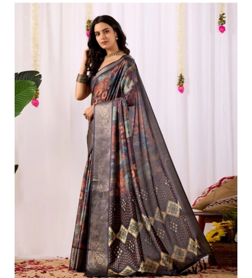 Generic Women's Faux_Silk Printed Saree With Unstitched Blouse 5.5Mtr (Navy_Blue) Generic Women's Faux_Silk Printed Saree With Unstitched Blouse 5.5Mtr (Navy_Blue)