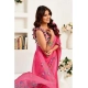 Generic Women's Linen Cotton Printed Ready To Wear Saree With Unstitched Blouse 5.5 Mtr (Pink)