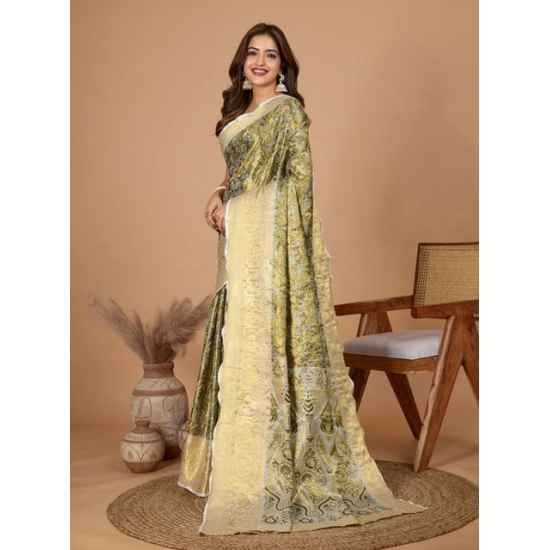Generic Women's Jacquard Saree With Unstitched Blouse 5.5Mtr (Olive) Generic Women's Jacquard Saree With Unstitched Blouse 5.5Mtr (Olive)