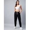Generic Women's Cotton Twill Solid Elasticated Trousers (Black)