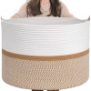 Generic Cotton Dori 16x14 Inch Storage Basket For Clothes With Out Lid (White-Beige-White)