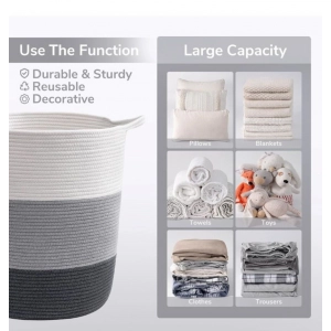 Generic Cotton Pack Of_1 12x14 Inch Laundry Storage Basket For Clothes (Multicolor)