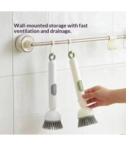 Generic TPR-Plastic Solid Electric Liquid Soap Dispensing Cleaning Brush with Handle (Grey-White)