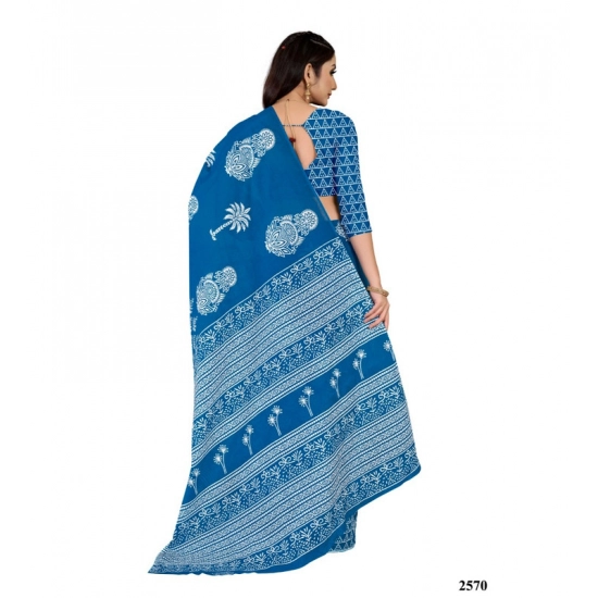 Generic Women's Soft Pure Cotton Printed Saree With Unstitched Blouse 5.5Mtr (Blue) Generic Women's Soft Pure Cotton Printed Saree With Unstitched Blouse 5.5Mtr (Blue)
