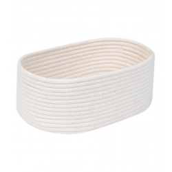 Generic Cotton Oval 10x7x5 Inch Bedside Organizer With Out Lid (White)