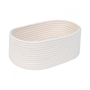 Generic Cotton Oval 10x7x5 Inch Bedside Organizer With Out Lid (White)
