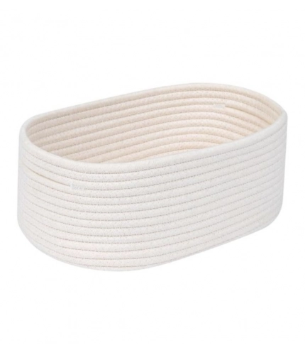 Generic Cotton Oval 10x7x5 Inch Bedside Organizer With Out Lid (White)