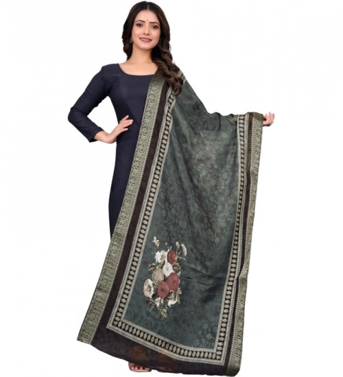Generic Women's chanderi silk  Printed Dupatta (Black, Length: 2 Mtr)