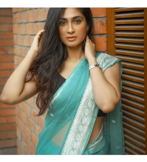 Generic Women's Soft Lichi Silk Printed Saree With Unstitched Blouse 5.5Mtr (Sky-Blue)