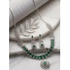 Generic Women's Brass Silver Plated Necklace set (Green)