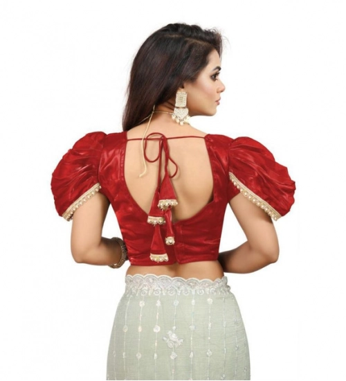 Generic Women's Jimmy Solid V Neck Puff Sleeve Readymade Blouse (Red 38 , Alterable up to 42)-PID65844 Generic Women's Jimmy Solid V Neck Puff Sleeve Readymade Blouse (Red 38 , Alterable up to 42)-PID65844