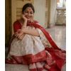 Generic Women's Soft Lichi Silk Printed Saree With Unstitched Blouse 5.5Mtr (White)