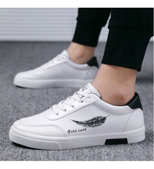 Generic Men's Casual Synthetic Lace-ups Casual Shoes (White)