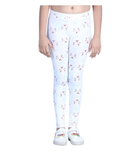 Generic Girl's Cotton Lycra Printed Elasticated Leggings (White) Generic Girl's Cotton Lycra Printed Elasticated Leggings (White)