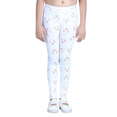 Generic Girl's Cotton Lycra Printed Elasticated Leggings (White) Generic Girl's Cotton Lycra Printed Elasticated Leggings (White)