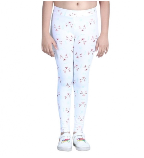 Generic Girl's Cotton Lycra Printed Elasticated Leggings (White) Generic Girl's Cotton Lycra Printed Elasticated Leggings (White)