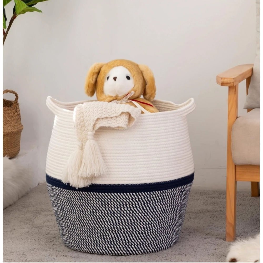 Generic Cotton Matka 14x12 Inch Storage Basket For Clothes With Out Lid (Gray-White) Generic Cotton Matka 14x12 Inch Storage Basket For Clothes With Out Lid (Gray-White)