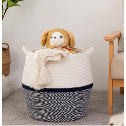 Generic Cotton Matka 14x12 Inch Storage Basket For Clothes With Out Lid (Gray-White)