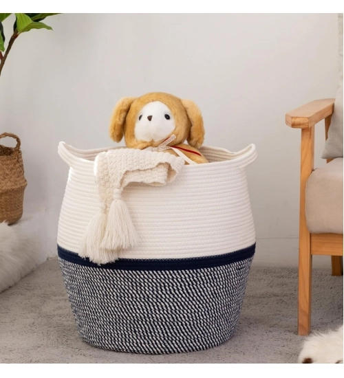 Generic Cotton Matka 14x12 Inch Storage Basket For Clothes With Out Lid (Gray-White) Generic Cotton Matka 14x12 Inch Storage Basket For Clothes With Out Lid (Gray-White)