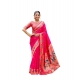 Generic Women's Silk Blend Woven Saree With Unstitched Blouse 5.5 Mtr (Pink)