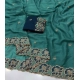 Generic Women's Star Georgette Embroidered Saree With Unstitched Blouse 5.5Mtr (Sea Green)