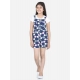 Generic Girl's Rayon Polka Sleeveless Jumpsuit (Blue-Pink)