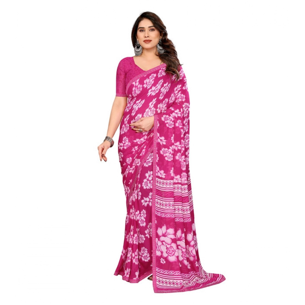 Generic Women's Georgette Printed Saree With Unstitched Blouse 5.5Mtr (Pink) Generic Women's Georgette Printed Saree With Unstitched Blouse 5.5Mtr (Pink)