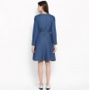 Generic Women's Denim Washed Regular Sleeves Dress (Blue)