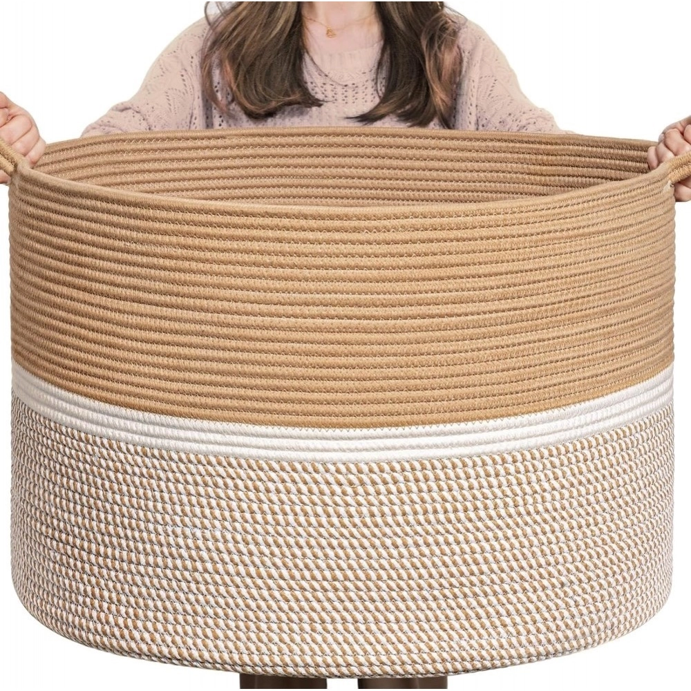 Generic Cotton Dori 16x14 Inch Storage Basket For Clothes With Out Lid (Beige-Beige-White) Generic Cotton Dori 16x14 Inch Storage Basket For Clothes With Out Lid (Beige-Beige-White)