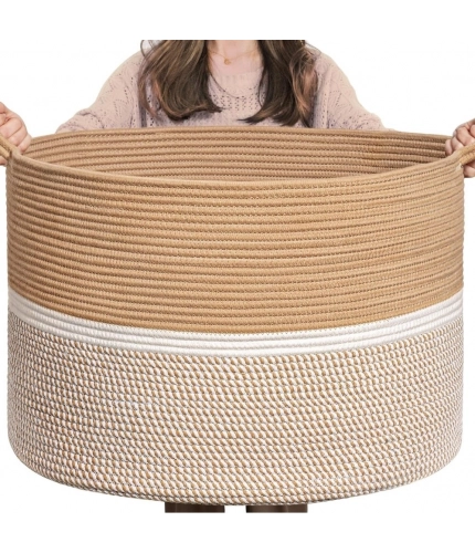 Generic Cotton Dori 16x14 Inch Storage Basket For Clothes With Out Lid (Beige-Beige-White) Generic Cotton Dori 16x14 Inch Storage Basket For Clothes With Out Lid (Beige-Beige-White)