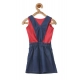Generic Girl's Denim &amp; Cotton Bow Sleeveless Dungaree (Red)