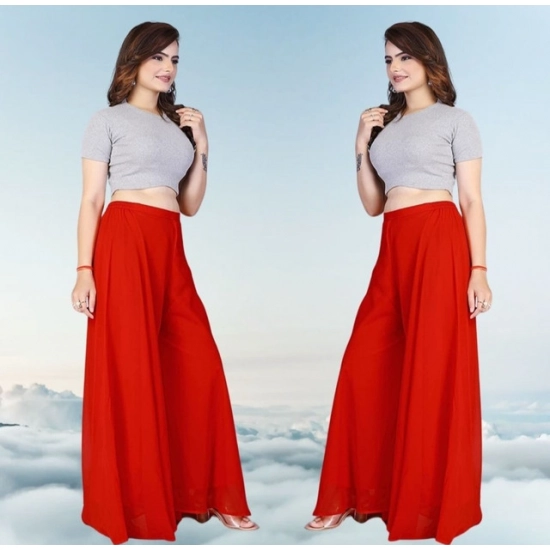 Generic Women's Pack of 2 Georgette Solid High Rise Wide Leg Flared Palazzos with Elastic Waist (Red) Generic Women's Pack of 2 Georgette Solid High Rise Wide Leg Flared Palazzos with Elastic Waist (Red)