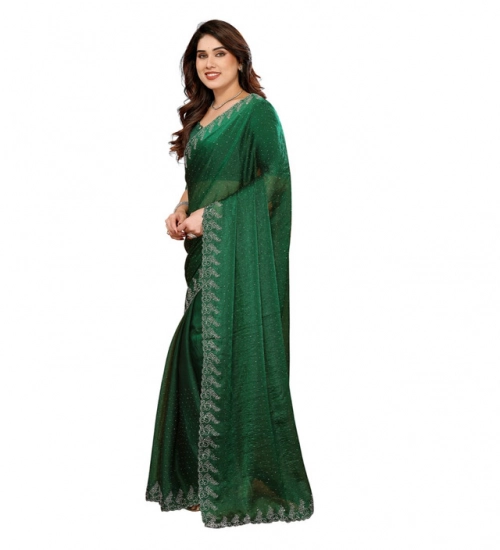 Generic Women's Georgette Printed Saree With Unstitched Blouse 5.5Mtr (Green)