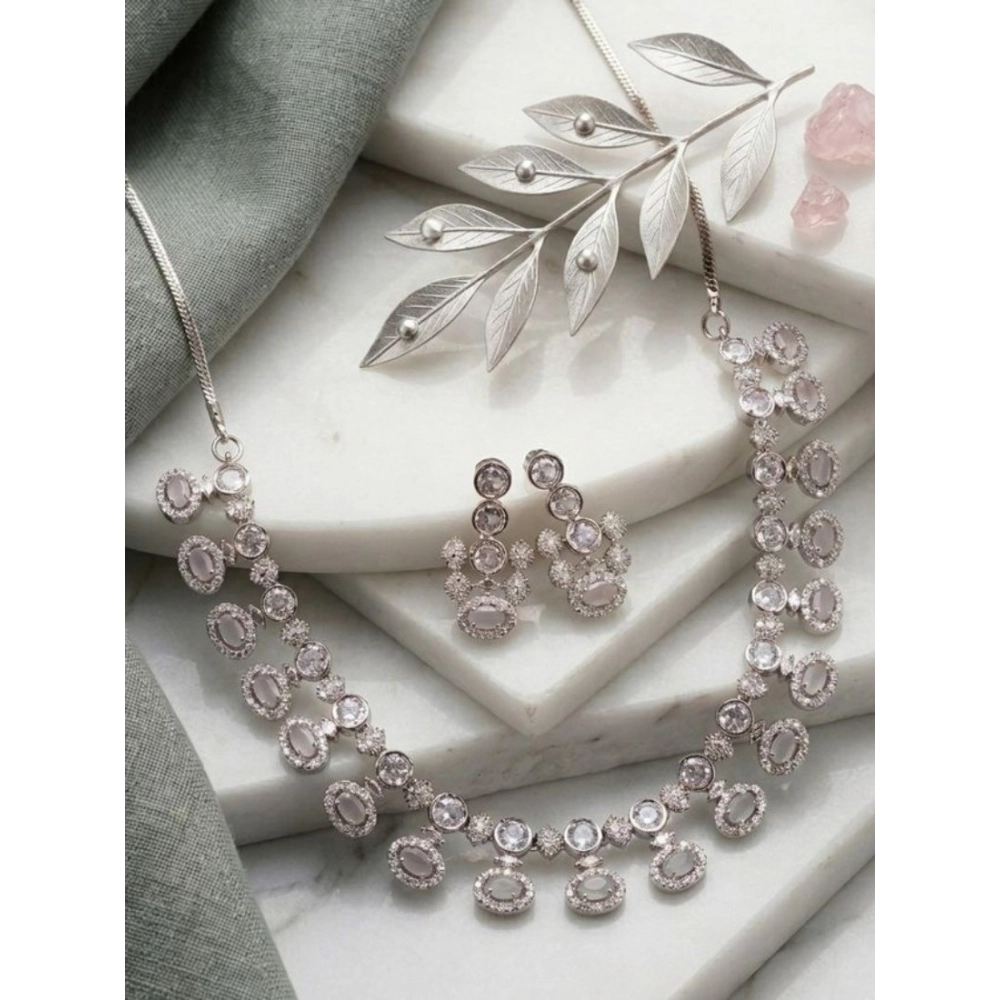 Generic Women's Brass Silver Plated Necklace set (White) Generic Women's Brass Silver Plated Necklace set (White)