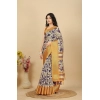 Generic Women's Cotton Silk Floral Printed Saree With Unstitched Blouse 5.5Mtr (Purple)