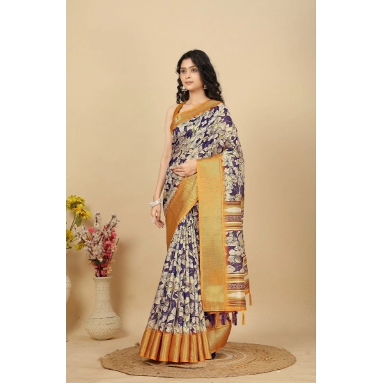 Generic Women's Cotton Silk Floral Printed Saree With Unstitched Blouse 5.5Mtr (Purple) Generic Women's Cotton Silk Floral Printed Saree With Unstitched Blouse 5.5Mtr (Purple)