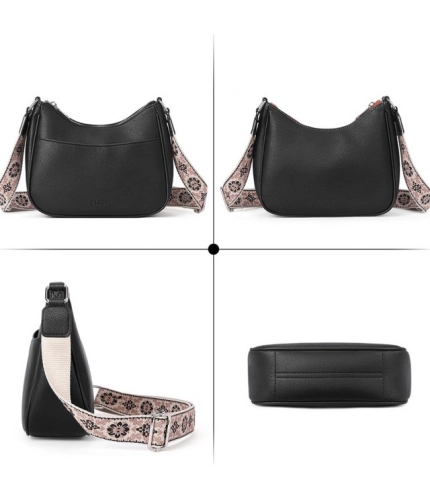 Generic Women's PU Leather Zipper Sling Bag (Black)