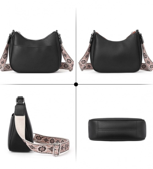 Generic Women's PU Leather Zipper Sling Bag (Black)