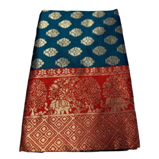 Generic Women's Jacquard Printed Saree With Unstitched Blouse 5.5Mtr (Teal) Generic Women's Jacquard Printed Saree With Unstitched Blouse 5.5Mtr (Teal)