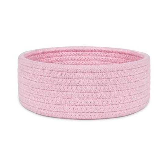 Generic Cotton 8x3 Inch Round 1 Pcs Bedside Organizer With Out Lid (Pink)