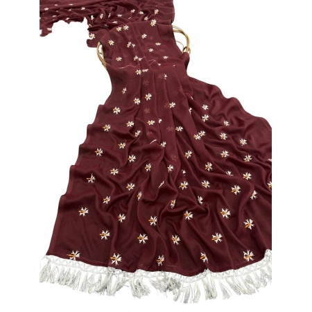 Generic Women's Georgette Embellished Saree With Unstitched Blouse 5.5Mtr (Maroon) Generic Women's Georgette Embellished Saree With Unstitched Blouse 5.5Mtr (Maroon)