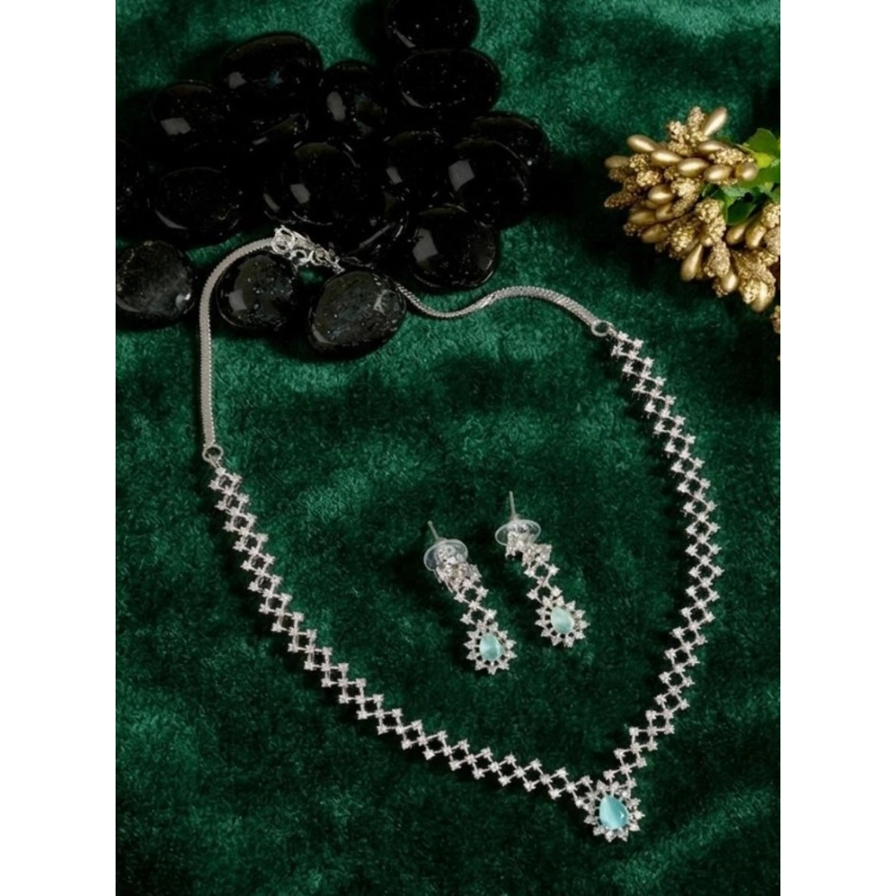 Generic Women's Brass Silver Plated Necklace set (Turquoise) Generic Women's Brass Silver Plated Necklace set (Turquoise)