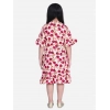 Generic Girl's Polyester Crepe Floral Bell Sleeve Dress (Red-Pink) Generic Girl's Polyester Crepe Floral Bell Sleeve Dress (Red-Pink)