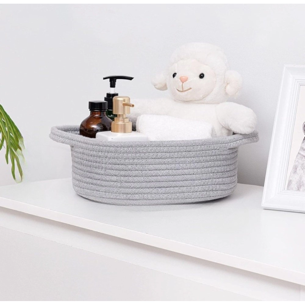 Generic Cotton 8x3 Inch Round Bedside Organizer With Out Lid (Gray) Generic Cotton 8x3 Inch Round Bedside Organizer With Out Lid (Gray)