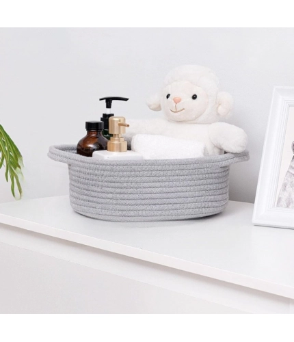 Generic Cotton 8x3 Inch Round Bedside Organizer With Out Lid (Gray)