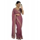 Generic Women's Star Georgette Embroidered Saree With Unstitched Blouse 5.5Mtr (Pink)