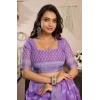 Generic Women's Faux Linen Floral Ready to wear Saree With Unstitched Blouse 5.5Mtr (Lavender)
