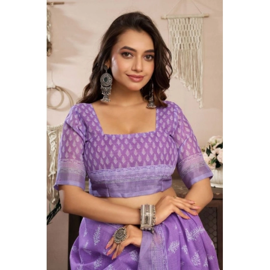 Generic Women's Faux Linen Floral Ready to wear Saree With Unstitched Blouse 5.5Mtr (Lavender) Generic Women's Faux Linen Floral Ready to wear Saree With Unstitched Blouse 5.5Mtr (Lavender)