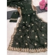 Generic Women's Georgette Embroidered Saree With Unstitched Blouse 5.5Mtr (Green)