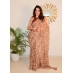 Generic Women's Georgette Printed Saree With Unstitched Blouse 5.5Mtr (Brown)